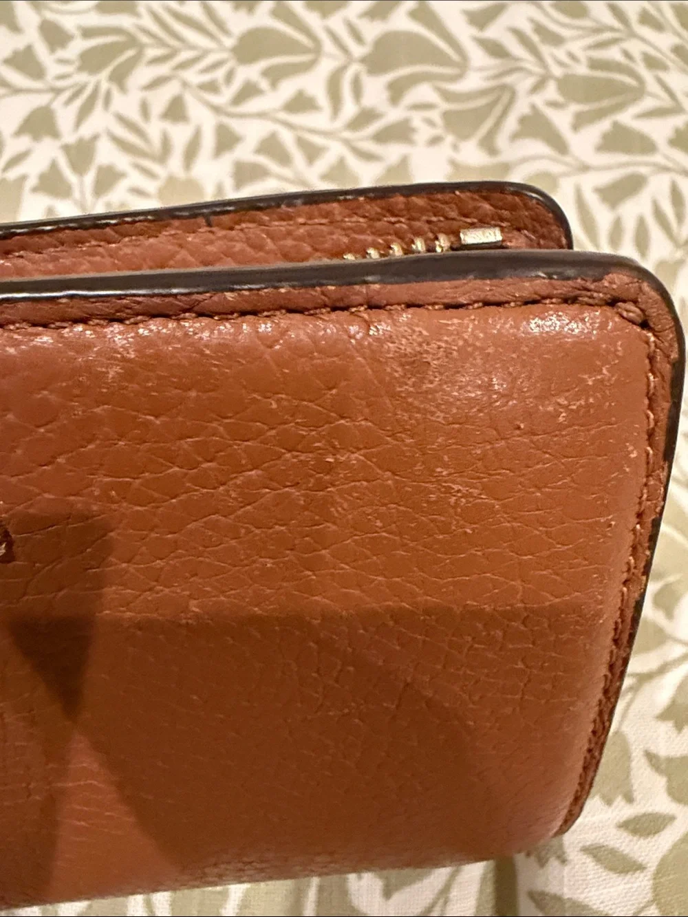 kate spade New York Cognac Pebbled Leather Zip Wallet